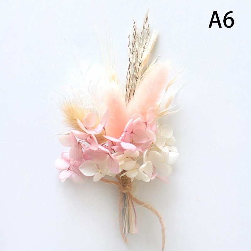 1Pc Mini Natural Dry Flowers Bouquet Boutonnieres Groomsmen Buttonholes Bridesmaid Flower Corsage Brooch Christmas Wedding Decor
