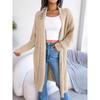 Solid Color Knitted Cardigan Women's Long Sleeved Sweater Jacket Thick Warm Knitted Long Coat with Flip Collar Autumn and Winte