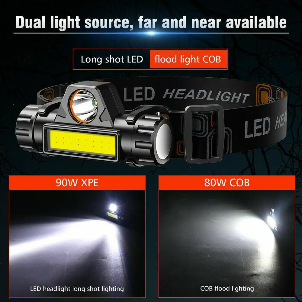 1-5 шт. Перезаряжаемый COB LED налобный фонарь Сильный магнит Мощный налобный фонарь Сверхяркий Водонепроницаемый Налобный фонарь Для рыбалки на открытом воздухе