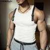 Летние мужские повседневные облегающие топы без рукавов с наплечниками