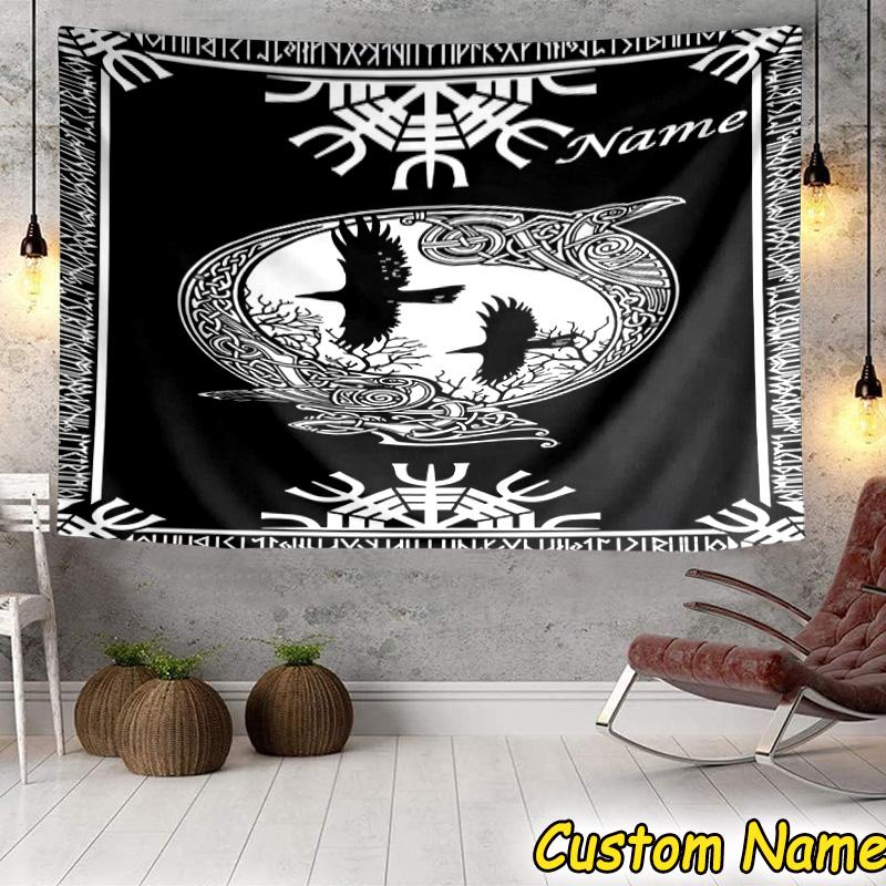 Custom Name Tapestry Viking Tapestry Room Decoration Wall Hanging for Living Room Bedroom, dormitory, Birthday and Christmas gifts