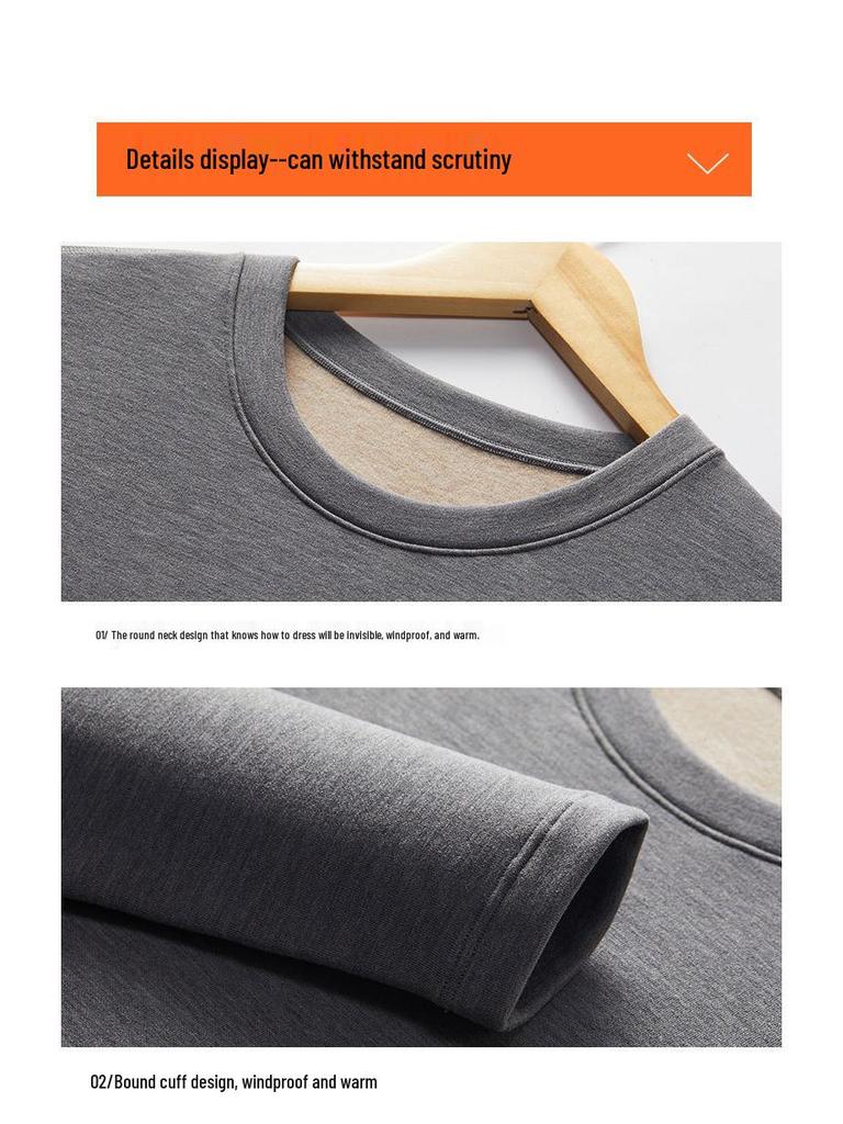 Мужской термокомплект из кашемира, похожего на шелк - Толстый, теплый и с отделкой для осени/зимы