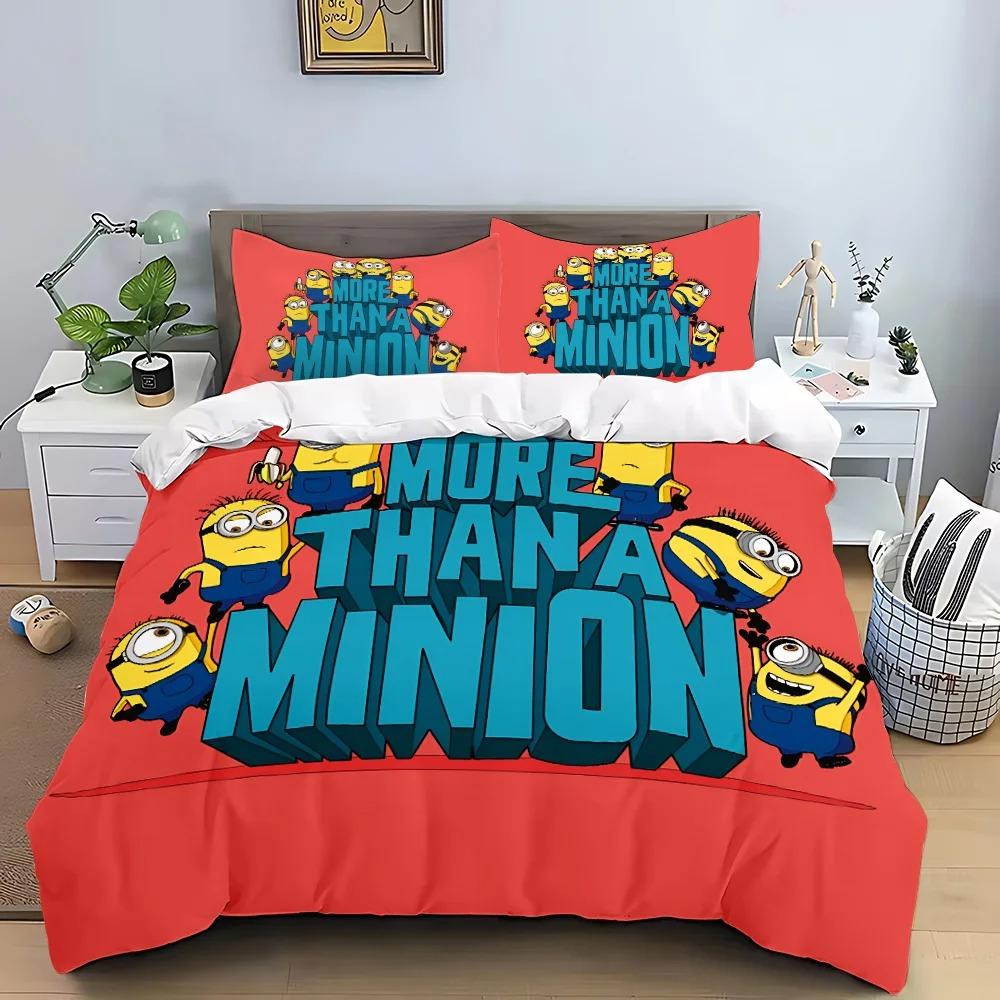 Hot Anime Catoon M-Minions Bedding Set Duvet Cover Pillowcase Bedroom Decoration Full Size Youth Kids Girl Boys Birthday gift