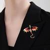 Vintage Oil-Dripping Flying Dragon Brooch Rhinestone Cartoon Enamel Animal Shape Hat