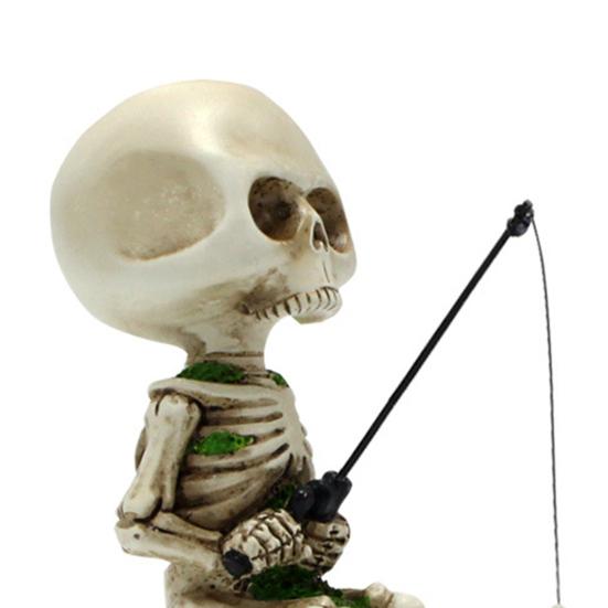 1/3Pcs Outdoor Garden Halloween Skeleton Ornament Creative Entry Courtyard Landscaping Fishing Skeleton Resin Figure Balcony Decoration
