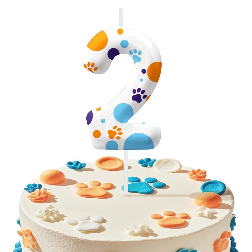 Синяя лапа собаки номер 0-9 свеча на день рождения для мальчиков девочек - украшения для торта, декор для тематической вечеринки для любителей собак, товары для детской вечеринки