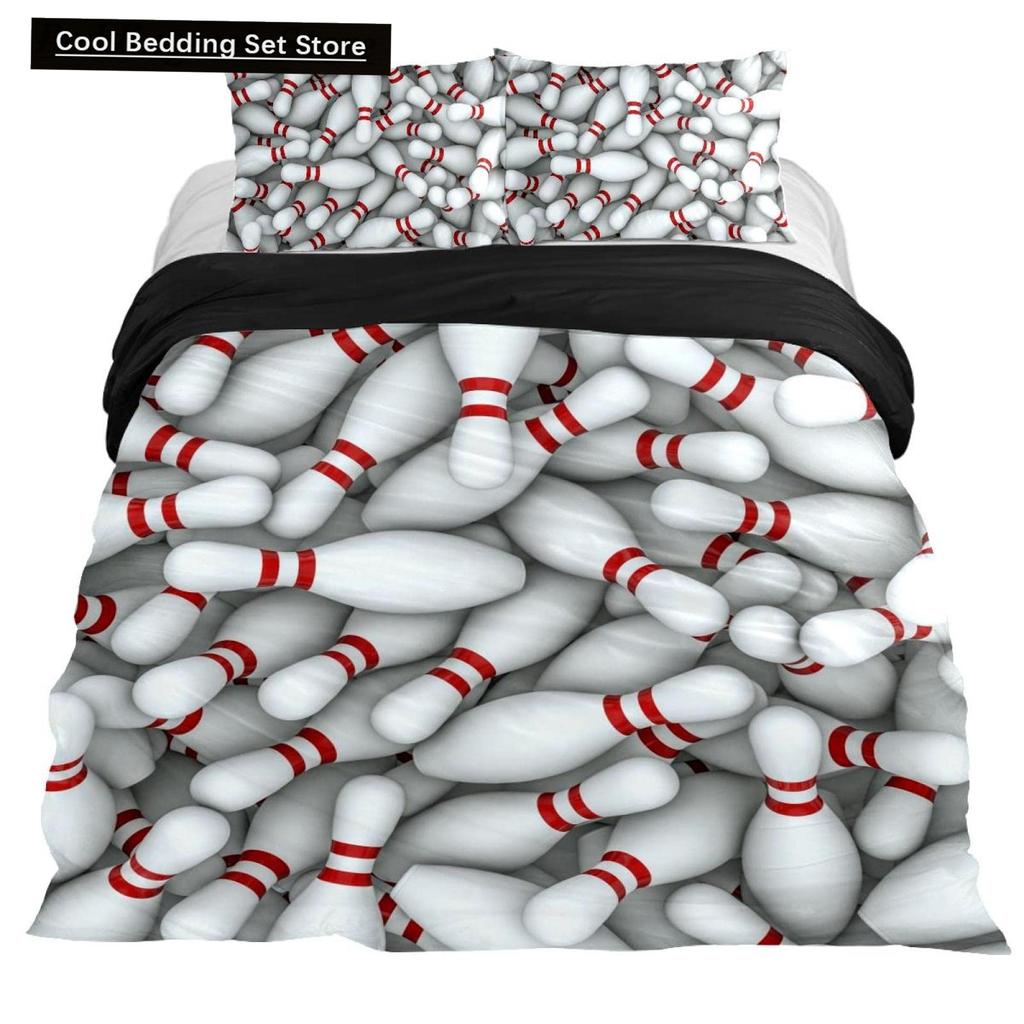 Bowling King Queen Double Duvet Cover Teens Sports Games Theme Bedding Set Starry Sky Comforter Cover Blue Polyester Quilt Cover