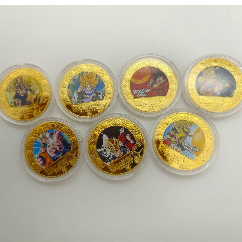 Памятная медаль Dragon Ball, Красочная, Классическая, Аниме, Золотая монета, Креативная маленькая монета, Монета Сон Гоку, Детская игрушка, Наполнители для чулка