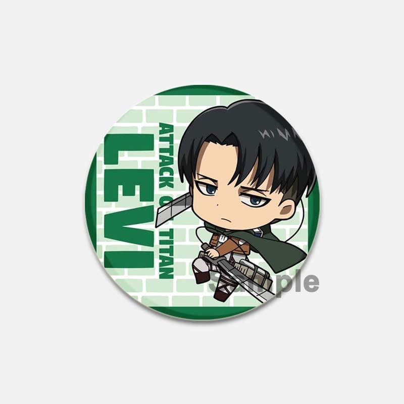 58 мм модные ювелирные аксессуары, значок «Атака Титанов», аниме-фигурка, Леви Микаса, булавки для лацканов, мультяшная косплей, одежда, сумка, броши, подарки