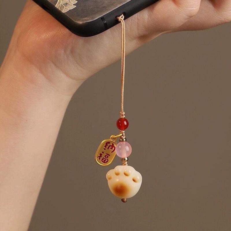 Творческий натуральный белый корень бодхи уголь обожженный счастливый кот милый кошачий коготь автомобильный брелок изысканный мобильный телефон подвесная веревка