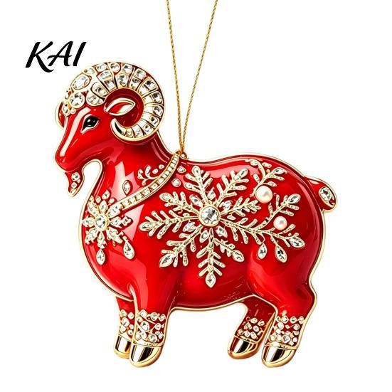 Winter Holiday Gift for Party 2PCS Christmas Goat Hanging Ornaments, Decorative 2D Acrylic Tree Decorations Pendants, Lightweight Festive Ornaments