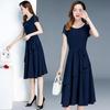 2023 Korean Style Solid Color Slim Fit Splicing A-Line Skirt - Women's Medium-Length Summer Dress with Lace-Up.