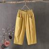 Hemp and Linen Shorts Women's Summer Loose Plus Size Linen Elastic Waist Narrow Trousers Legs Loose Trousers for Daily Wear