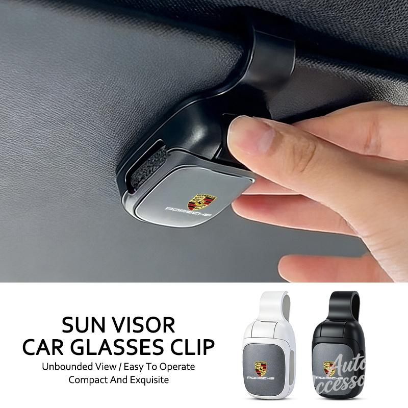 hbcr1 Car Glasses Clip Sun Visor Sunglasses Holder For Porsche Macan Panamera Cayenne Boxster Cayman 911 918 Pajun Car Eyeglasses Clip