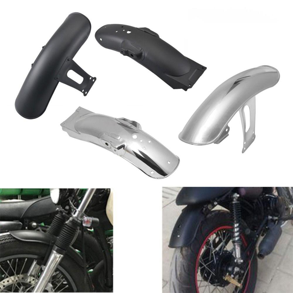 Metal Motorcycle Retro Front/Rear Fender Black \Chrome Tire Position Mudguard Motorcycle
