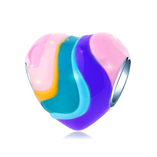 Подвеска из стерлингового серебра 925 пробы, романтическая розовая любовь, фиолетовый камень, подходящий для модного браслета для женщин, изготовление ювелирных изделий своими руками