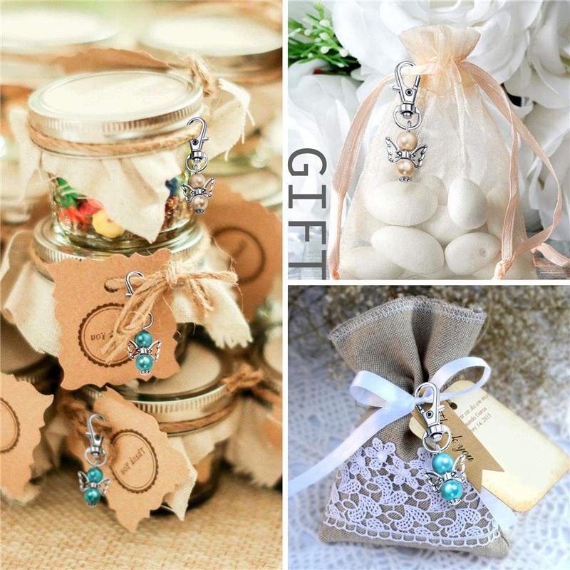 Креативный брелок с крыльями ангела-хранителя, а также органзовые мешочки и бирки с благодарностью. Товары для вечеринки по случаю рождения ребенка, свадьбы, дня рождения, подарков (Микс цветов 20 шт.)