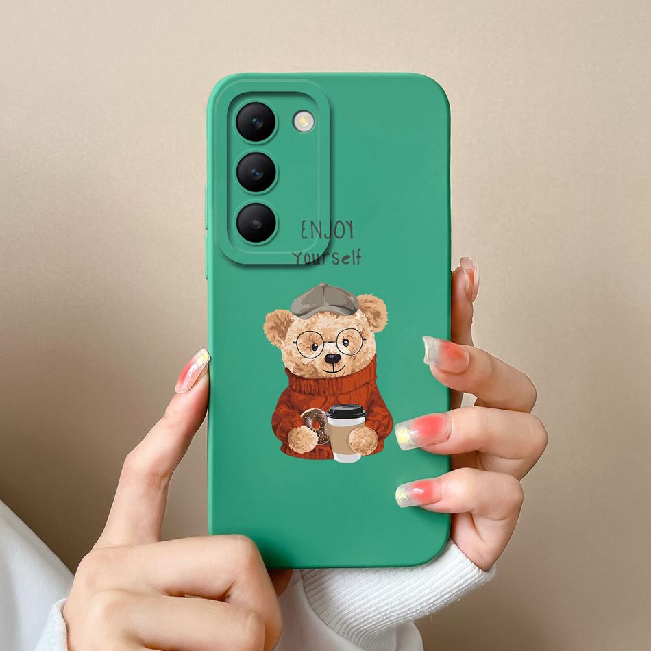 For Vivo V30 Lite V30E V30SE Phone Case Cool Bear Full Coverage Anti Drop Bumper For Vivo V30Lite V30 SE Liquid Silicone Fundas
