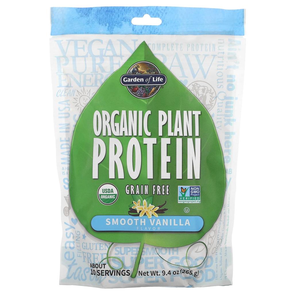 Organic Plant Protein, Grain Free, Smooth Vanilla Flavor, 265G (9.4Oz)