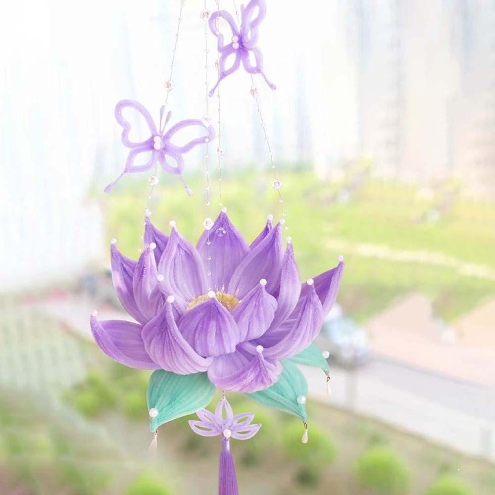 Handmade Flower Lamp Glowing Handheld Light Chinese Lantern Lotus Lantern Kids Craft