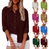 Women's Autumn Long Sleeve Button Solid Color Loose Shirt Casual Large Size Shirt