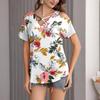 Женская повседневная футболка с цветочным принтом, открытыми плечами, V-образным вырезом и короткими рукавами