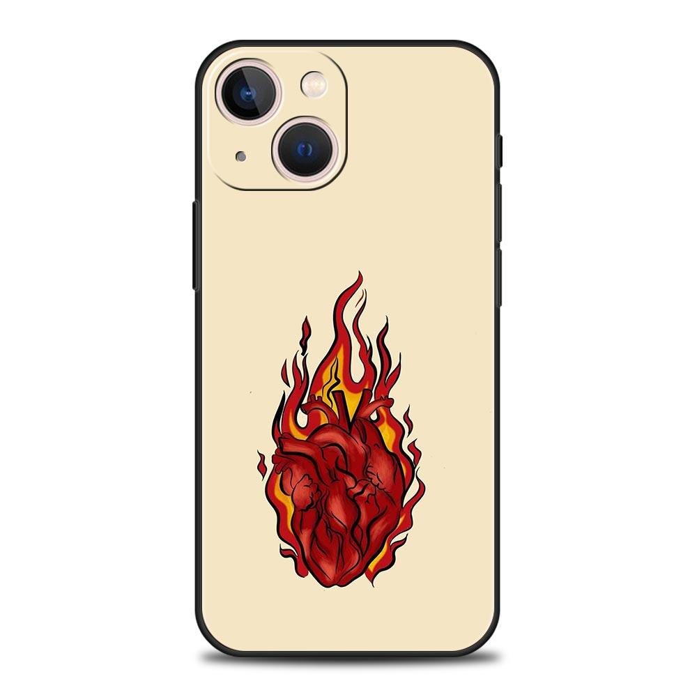 Чехол для телефона iPhone 17 16e 15 14 13 12 11 Pro Max SE 7 8 Plus Оболочка iPhone 16 Мягкий ТПУ Чехол Узор 'Пламя'