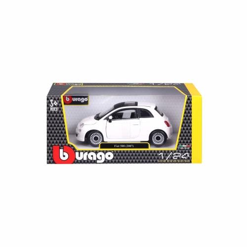 Bburago 1/24 Scale Fiat 500 2007 White / Diecast Model Car, Finished Product, 18-22106