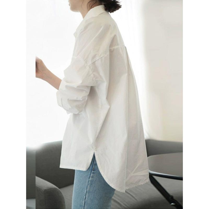 Повседневная женская рубашка Удобная и универсальная белая рубашка Женские топы Свободный повседневный дизайн Sense Niche Temperament Элегантный модный топ