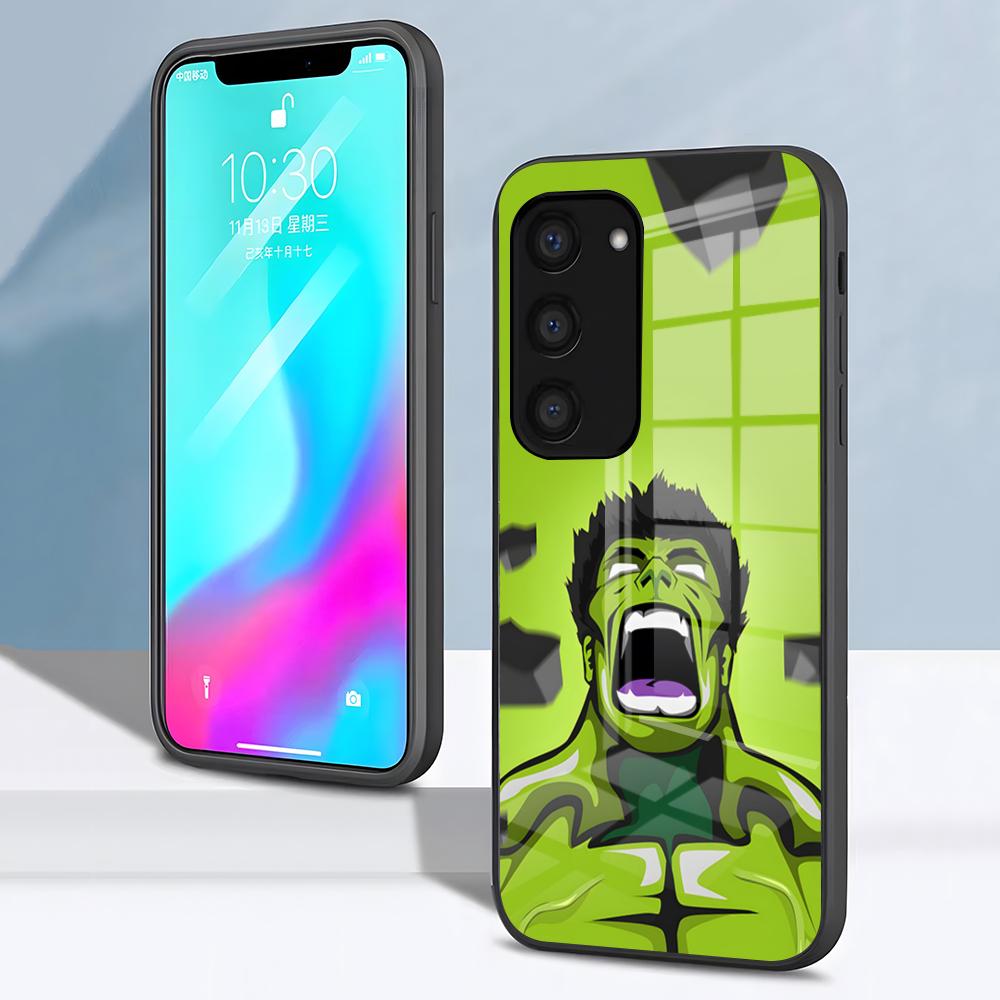Superhero H-Hulk Phone Case For Samsung S26 S25 S24 FE S23 S22 S21 Plus S20 Ultra Note20Ultra Black Glass Cover