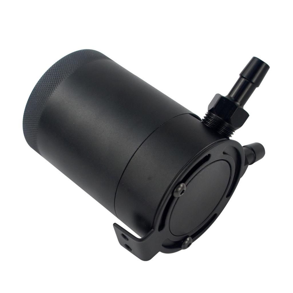 Compact  2-Port Aluminum Oil Catch Reservoir Can Tank Black Universal