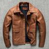 Натуральная кожа из коровьей шкуры первого слоя, мужская простая джинсовая приталенная куртка с коротким лацканом