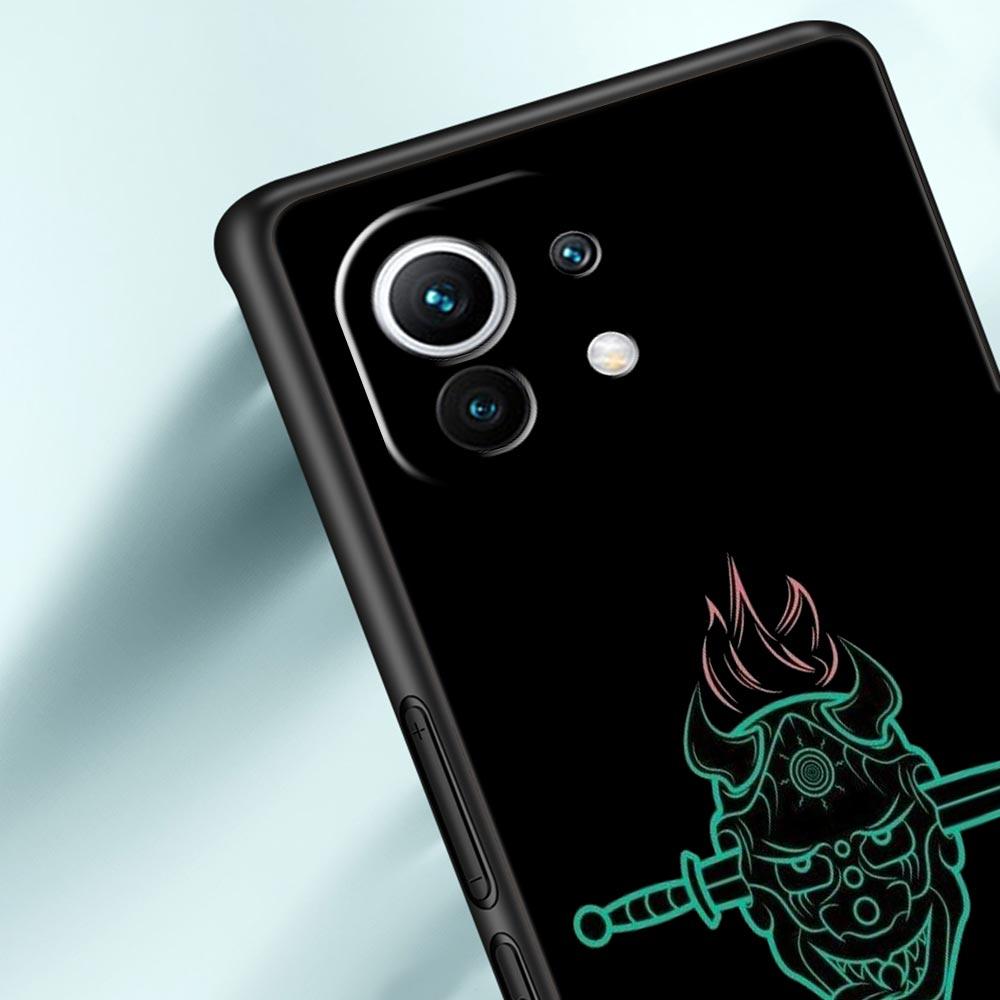 Чехол для Xiaomi Poco X4 X3 NFC F3 F4 M3 M4 Mi Note 12T 10 11 Ultra 11T 13 Pro 10T 12 Lite 9T 5G Мягкий чехол Samurai Oni Mask неоновая