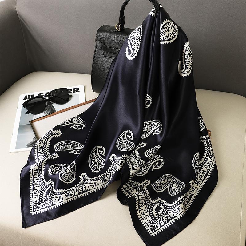 90x90cm Square Scarf for Women Head Shawls and Wraps Luxury Print Neck Scarves Hijab Bandana