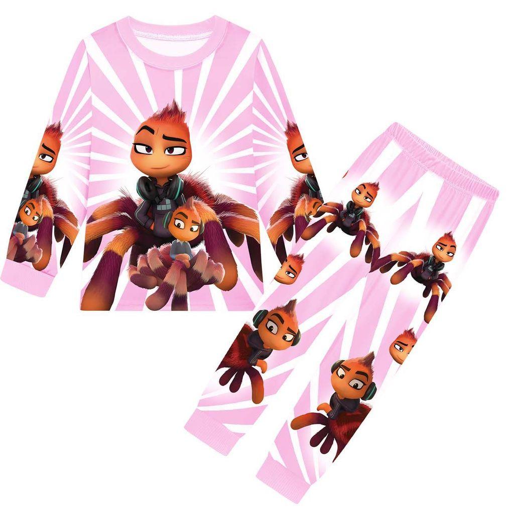 Детский Аниме Мультяшный Принт Плохие Парни Повседневный Комплект Одежды Футболка с Длинными Рукавами и Брюки для Мальчиков и Девочек