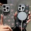 Тонкий кожаный чехол с принтом в виде розового банта и магнитной текстурой для iPhone 16 Pro Max 15 14 Pro 13 12 11 для MagSafe TPU Мягкий противоударный матовый чехол для телефона