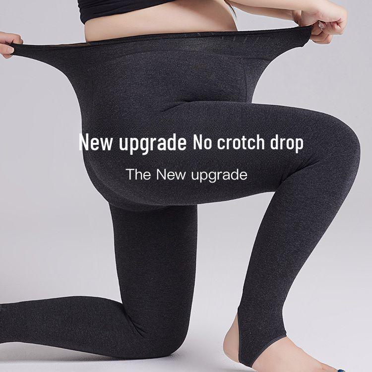 Большие черные бархатные утолщенные леггинсы с высокой талией - утягивающие колготки без паха для зимы