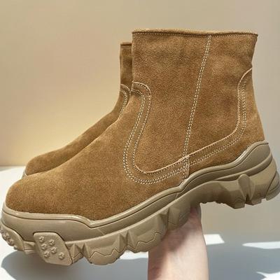 Меховые интегрированные сноубутсы для минусовой температуры, утепленные толстой шерстью, теплые зимние уличные морозостойкие ботинки, высокие хлопковые ботинки