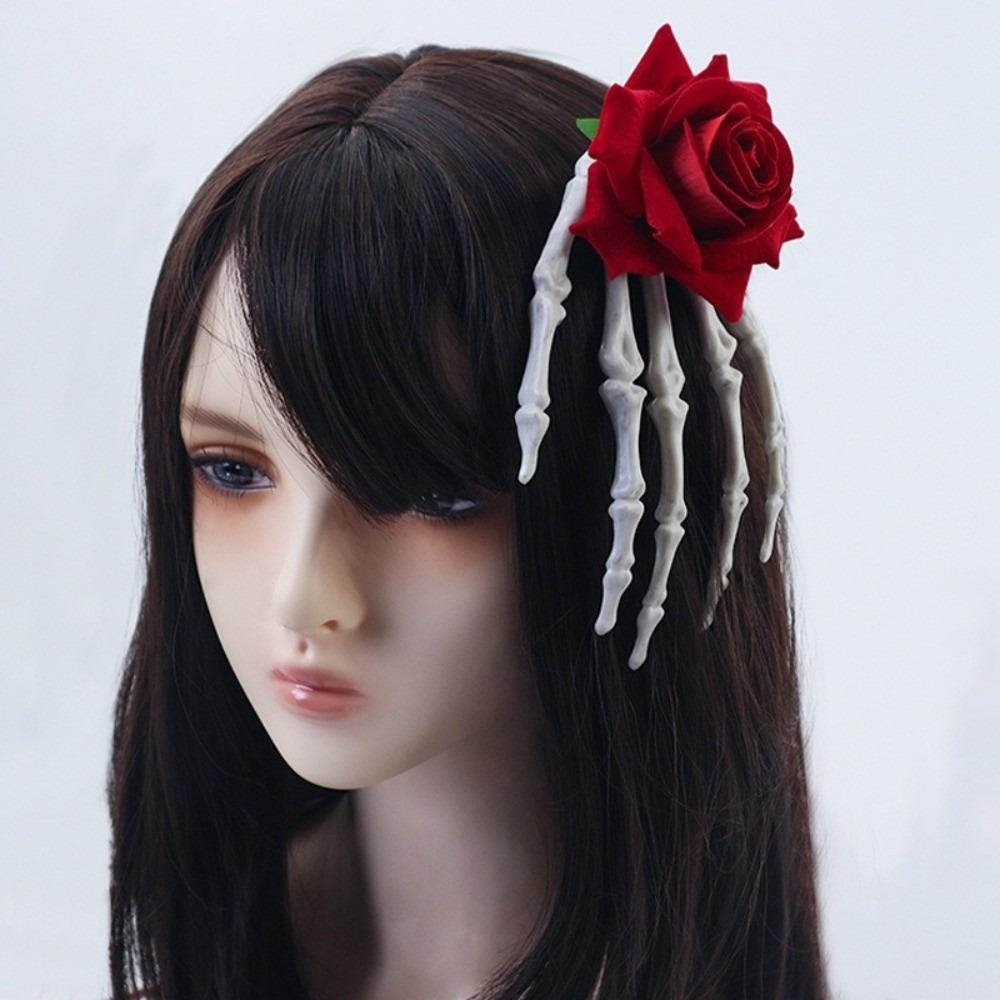 Cloth Ghost Claw Hair Clip Flower Halloween Headwear Skeleton Hand Rose Hairpin Children