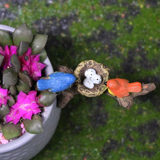 Фигурка птицы, украшение для цветочного горшка, вешалка для птиц из смолы, сидящих на ветке, кашпо, украшение для горшечных растений, бонсай