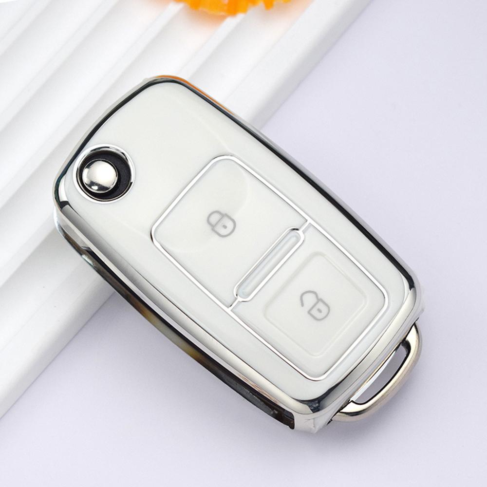 2 Кнопки ТПУ Складной Чехол-Оболочка для Брелока Автомобиля Volkswagen VW Skoda Golf Passat Polo Jetta Touran Bora Sharan Защитный Брелок