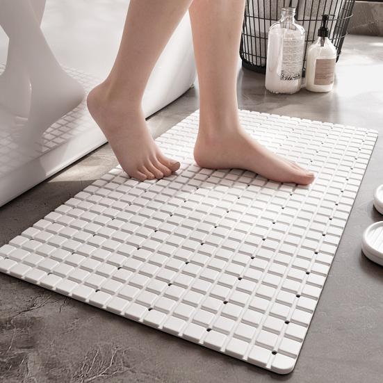 Bathroom Shower Pad with Drain Holes 3D Grid Texture Bathtub Gasket Anti-Slip Protection for Shower Bath Toilet Crack-Resistant Bathtub Mat