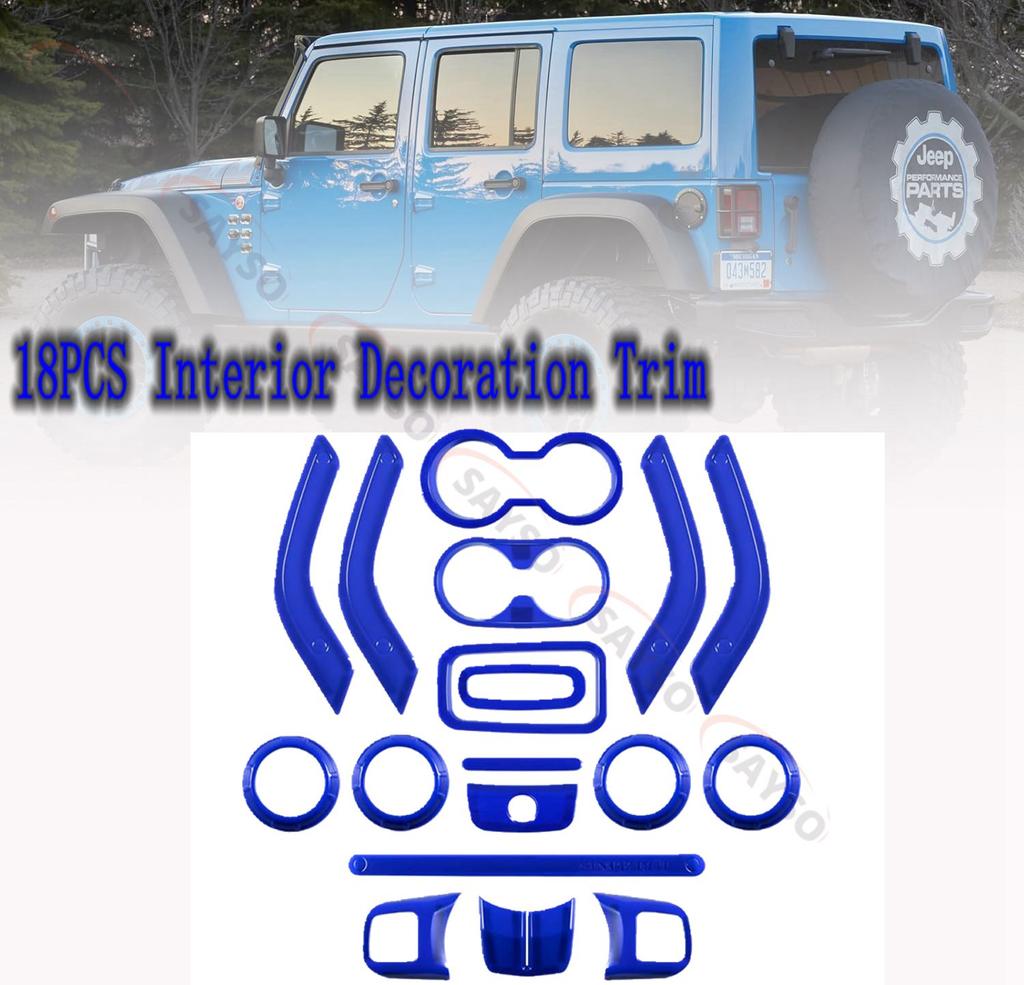 Red/Blue/Black Car Interior Decor Trim Kits For Jeep For Wrangler JK JKU 4 Door 11 17 Enhance Aesthetics And Easy Installation