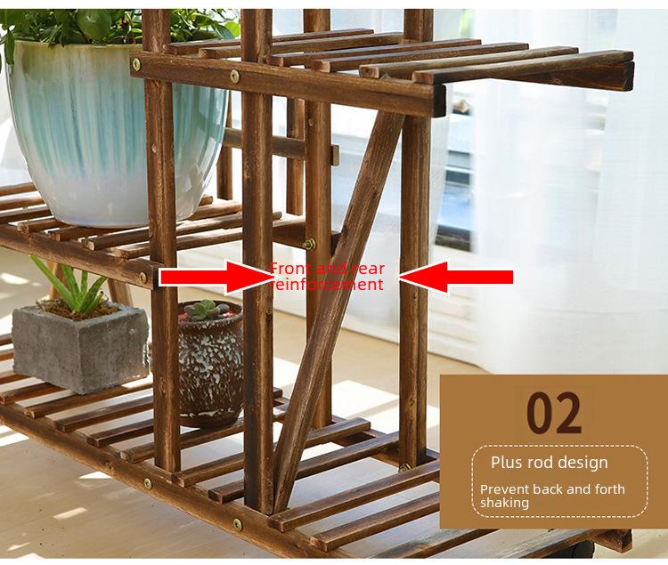Multi-Layer Solid Wood Flower Stand for Balcony & Living Room