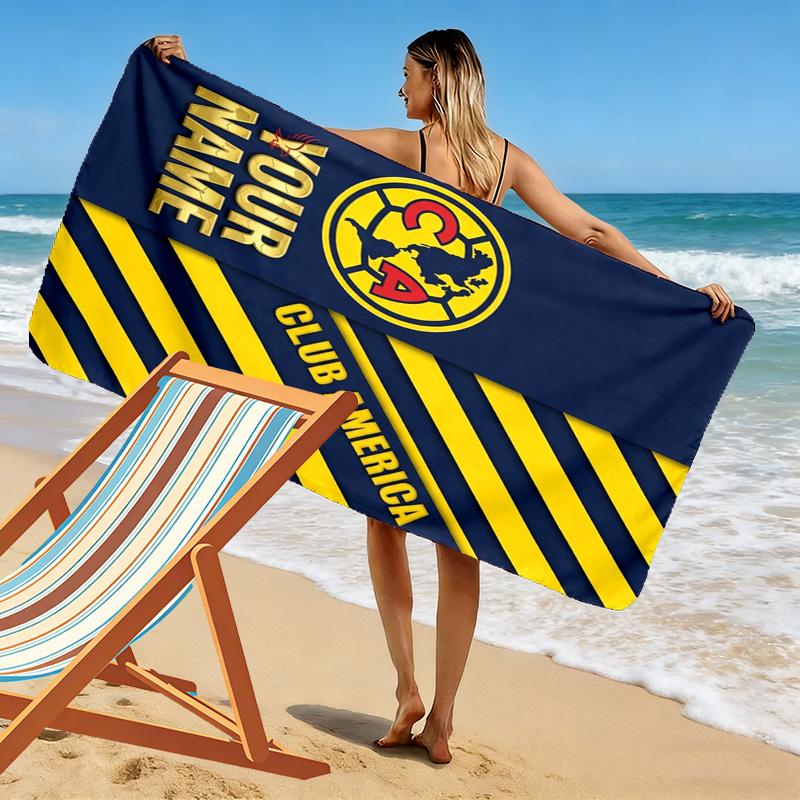 Name Custom Club America Print Beach Towel, Large Soft Quick Dry Towel for Beach Camping Swimming