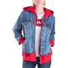 Levis Женская джинсовая куртка с капюшоном на молнии, с длинными рукавами, имитация двух предметов, синяя 72737-0000