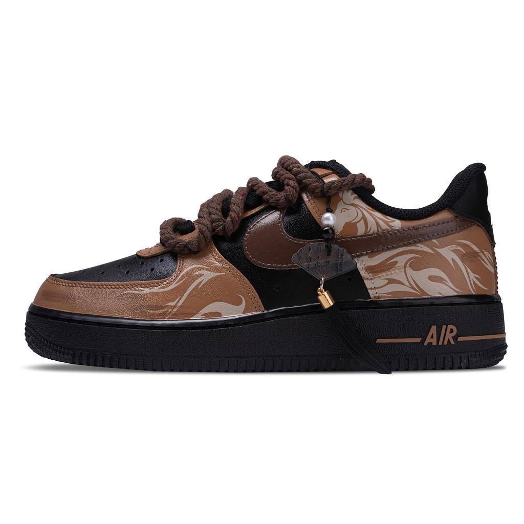 Nike Air Force 1 Вступая в Новое Путешествие Устойчивые к истиранию Низкие Кеды для Скейтбординга Унисекс Черный Коричневый CW2288-001(Команда691--)