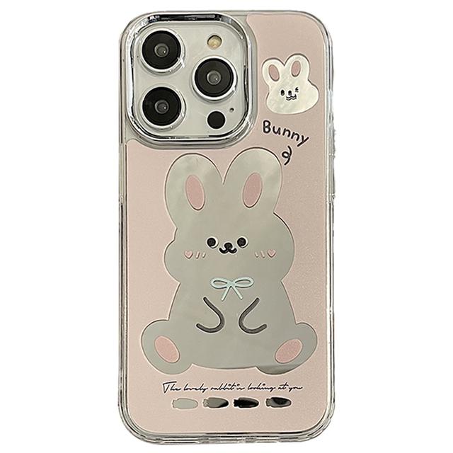 Зеркало для макияжа с милым медведем, мультяшным кроликом, противоударный чехол для телефона для Iphone 14 11 12 13 Pro Max, мягкая задняя крышка с забавными буквами