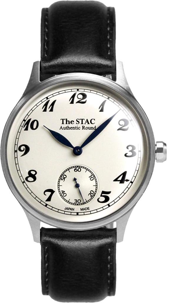 The STAC Japanese Made Wristwatch 36mm Classic Retro Men's Women's Unisex White Black Leather ST-AR002