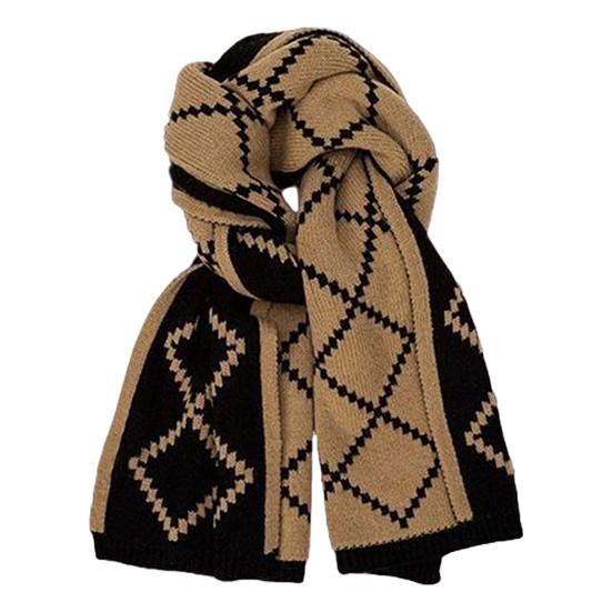 Yousheng Women Scarf Rhombus Pattern Knitted Scarf Double-Sided Warm Lightweight Winter Neck Warmer Outdoor Cycling Scarf